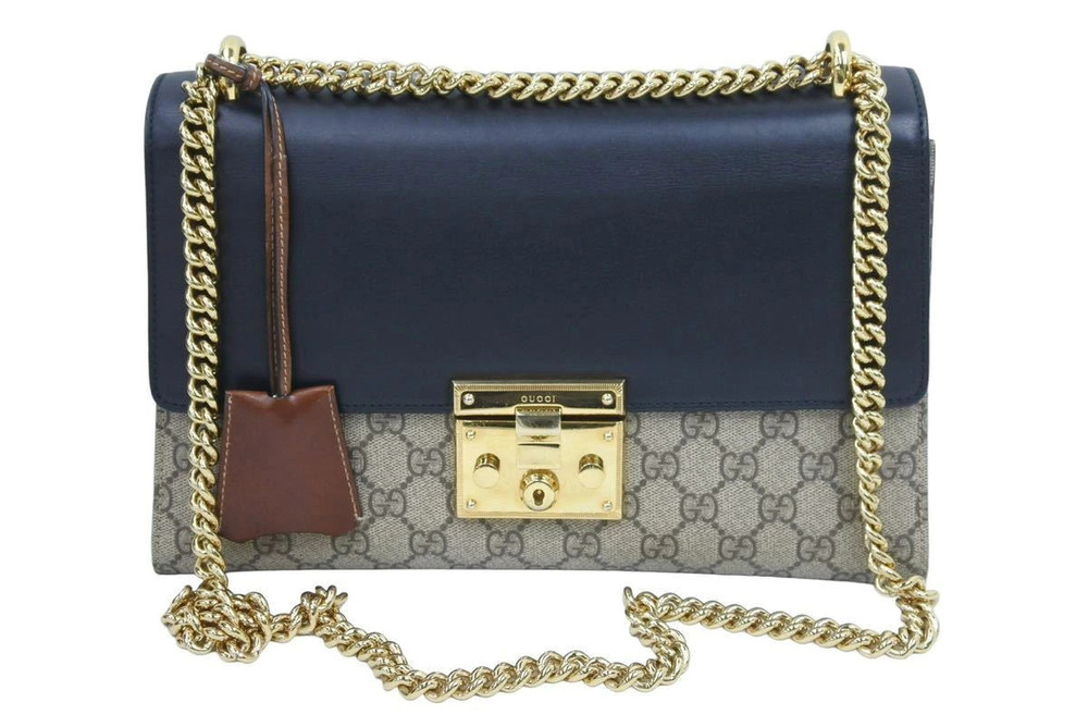 Gucci Padlock Shoulder Bag GG Leather Canvas Black Brown Beige Cream